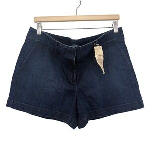 Ann Taylor LOFT Denim Shorts Dark Wash Size 12 Pockets Button Fly